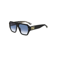 Dsquared2 Mens Blue Shaded Lens Black White Square Sunglasses with 100% UV Protection (58)