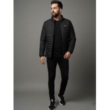 SPIRIT Men Solid High Neck Black Full Sleeves Puffer Jacket