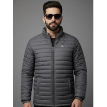 SPIRIT Men's Solid High Neck Grey Full Sleeves Puffer Jacket