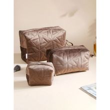 Nestasia Cocoa Brown Cosmetic Bag Set of 3