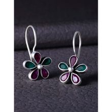 Peora 925 Sterling Silver Oxidised Finish Faux Ruby Faux Emerald Earring-PF59E47RG