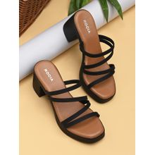 ROCIA By Regal Black Women Strappy Block Sandals Heels