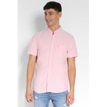 American Eagle Men Orange Short-Sleeve Everyday Oxford Button-Up Shirt