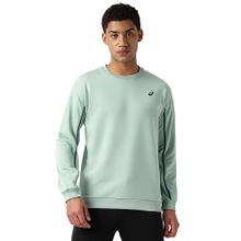 ASICS Men Green Solid Crew Neck Piping Sweatshirt