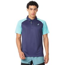 ASICS Men Navy Blue Colorblock Half Sleeves Polo T-shirt