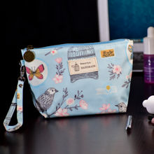 Visual Echoes Floral Bliss Make Up,Travel Pouch - Light Blue(B)