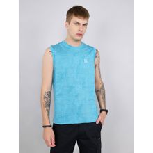 Rock.it Blue Regular Fit Sleeveless Jacquard T-Shirt