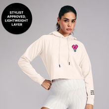 Kica KIC604 Off White Cropped Hoodie - In Cotton Terry Fabric - Kica Chica Edition