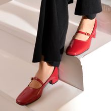 La Fiza THE SEOUL - Patent Cherry Mary Jane Pumps Heels