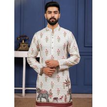 Gahan Cream Cotton Digital Print On Embroidered With Animal Print Kurta