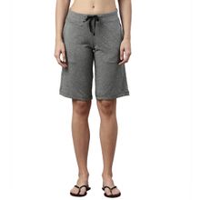 Enamor Essentials Womens E044-mid Rise Slim Fit Knee Length City Shorts-mediumgrey Melange Grey