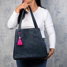 Visual Echoes Foldable Tote Bag - Blue