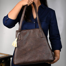 Visual Echoes Foldable Tote Bag - Brown