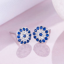 Zavya Blue-CZ Studded Rhodium Plated 925 Sterling Silver Earrings