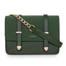 Esbeda Green Color Solid Pattern Crossbody Box Sling Bag For Women