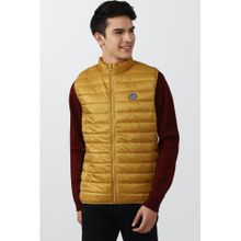 Peter England Men Yellow Textured Casual Jacket (XL) (XL)