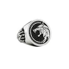 Yellow Chimes Viking Wizard Warrior Hunter Wolf Head Silver Ring for Men (10)
