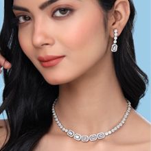 Yellow Chimes American Diamond Necklace Set