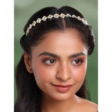 Yellow Chimes Kundan Gold and Pearl Hairband