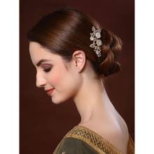 PANASH Women Gold-Toned White Embellished Comb Pin