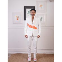 Ankur J White Linen Hand Painted Shirts with Pant and Blazer (Set of 3)