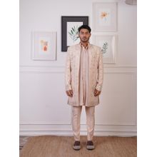 Ankur J Nude Rp Open Mirror Indowestern Jacket with Kurta and Pant (Set of 3)