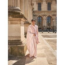 Jigar and Nikita Men's Blush Pink Embellished Sherwani with Trouser Dupatta (Set of 3)