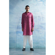 Charkhee Aura Grape Pink Linen Pathani Kurta with Pant (Set of 2)