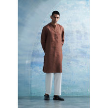 Charkhee Woody Brown Straight Kurta with Pant (Set of 2)