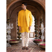 Chhavvi Aggarwal Men Yellow Kurta with Nehru Jacket (Set of 3)