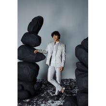 CONTRAST BY PARTH Grey Chrome Jacket with Shirt & Pant (Set of 3)