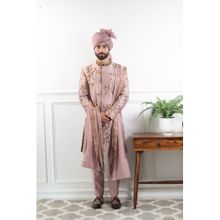 CONTRAST BY PARTH Pink Deep Mirage Sherwani Set (Set of 5)