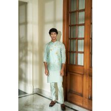 CONTRAST BY PARTH Green Meadow Mist Floral Jacket with Kurta & Pant (Set of 3)