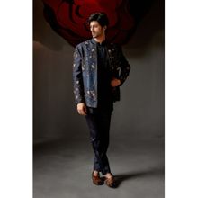 Jatin Malik Midnight Ombre Short Jacket with Kurta & Trouser (Set of 3)