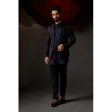 Jatin Malik Midnight Rose Short Jacket with Kurta & Trouser (Set of 3)