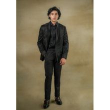 Jatin Malik Coal Black Tuxedo Blazer with Shirt & Trouser (Set of 3)