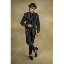 Jatin Malik Pique Black Tuxedo with Shirt & Trouser (Set of 3)