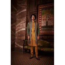 KALISTA Mustard Aslan Kurta with Churidar and Nehru Jacket (Set of 3)