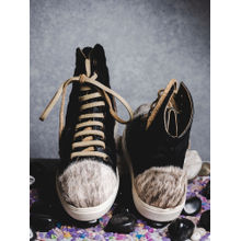 Kavith Sainaani Black Crinkle Hair-on Sneakers (Pack of 2)