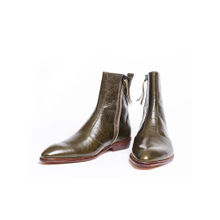 Kavith Sainaani Olive Crackle Texture Boots