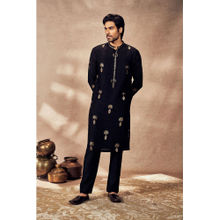 Masaba Black Traveller's Palm Jacquard Kurta