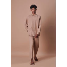 Mati Mens Brown Placket Shirt And Ankle Pant (Set of 2)