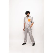 NEORA BY NEHAL CHOPRA Grey Shirt With Orange Pocket Co-Ord Set (Set of 2)