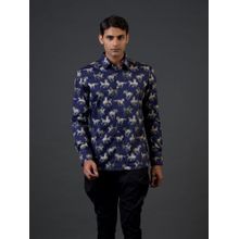 Rohit Bal Blue Running Horses Digital Printed Shirt