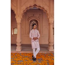 STUDIO BAGECHAA Rose Pink Chanderi Kurta and Pant with Embroidered Nehru Jacket (Set of 3)