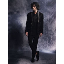 Varun Chakkilam Ebony Black Panel Blazer and Shirt with Trouser (Set of 3)
