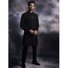 Varun Chakkilam Ebony Black Cadence Sherwani and Trouser (Set of 2)