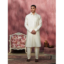 WeaverStory Off White Chiniya Pathani Kurta (Set of 2)