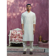 WeaverStory Off White Cotton Silk Kurta (Set of 2)