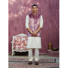 WeaverStory Onion Pink Velvet Stitched Nehru Jacket